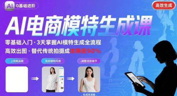 AI模特进阶课程,0基础高效生成逼真电商模特图-第一资源库