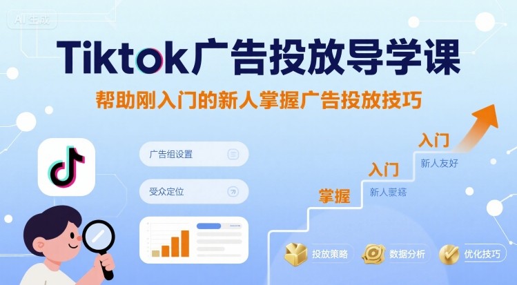 Tiktok广告投放导学课,帮助刚入门的新人掌握广告投放技巧-第一资源库