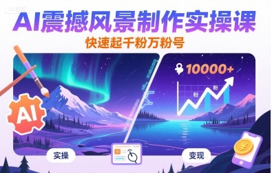 AI震撼风景制作实操课,快速起千粉万粉号-第一资源库