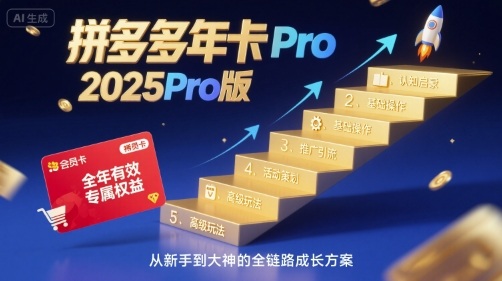 拼多多年卡2025Pro版，五大板块从认知到基础、从推广到活动、从活动到玩法-第一资源库