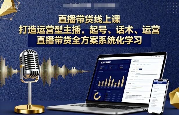 直播带货线上课,打造运营型主播,起号、话术、运营,直播带货全方案系统化学习-第一资源库
