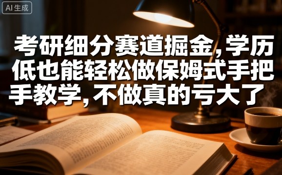 考研细分赛道掘金,日入1k+,学历低也能轻松做保姆式手把手教学,不做真的亏大了【揭秘】-第一资源库
