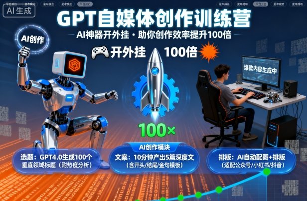GPT自媒体创作训练营:AI神器开外挂,助你创作效率提升100倍-第一资源库