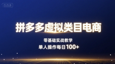拼多多虚拟类目电商,零基础实战教学,单人操作每日100+-第一资源库