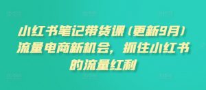 小红书笔记带货课(更新25年9月)流量电商新机会,抓住小红书的流量红利-第一资源库
