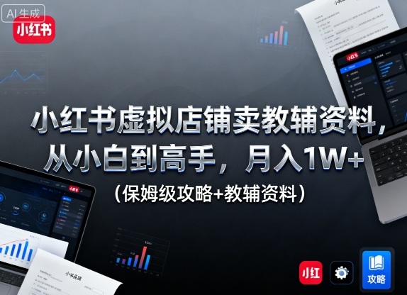 小红书虚拟店铺卖教辅资料,从小白到高手,月入1W+(保姆级攻略+教辅资料)-第一资源库