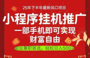 一部手机即可实现财富自由,微信小程序推广最新玩法教学,操作简单容易上手【揭秘】-第一资源库
