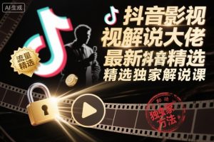 抖音影视解说大佬最新抖音进精选和独家方法,精选独家解说课-第一资源库