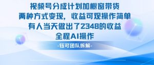 新玩法,视频号分成计划+橱窗带货,有人当天做出了2348的收益-第一资源库