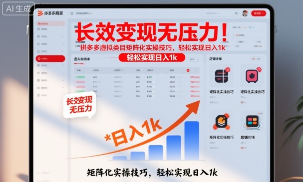 长效变现无压力!拼多多虚拟类目矩阵化实操技巧,轻松实现日入1k【揭秘】-第一资源库