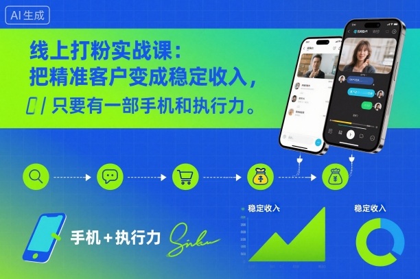 线上打粉实战课:把精准客户变成稳定收入,只要有一部手机和执行力-第一资源库