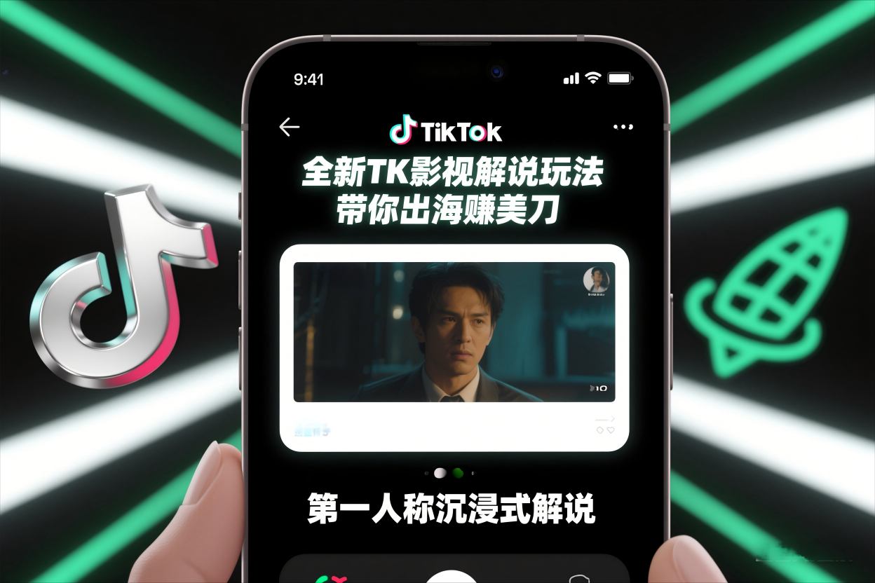 TikTok第一人称影视解说教学，全新TK影视解说玩法，带你出海賺美刀-第一资源库