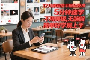 12月最新快手搬运技术，5分钟速学，不用剪辑无脑搬，简单好学易上手-第一资源库