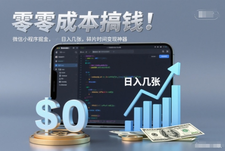 零成本搞钱,微信小程序掘金,简单易操作,日入几张,碎片时间变现神器【揭秘】-第一资源库