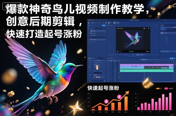 爆款神奇鸟儿视频制作教学，创意后期剪辑，快速打造起号涨粉-第一资源库
