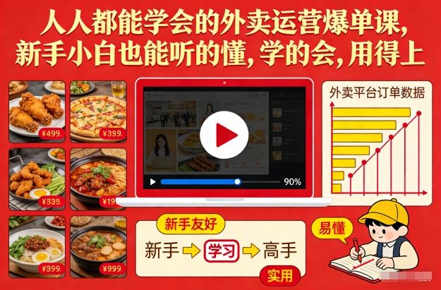 人人都能学会的外卖运营爆单课,新手小白也能听的懂,学的会,用得上-第一资源库