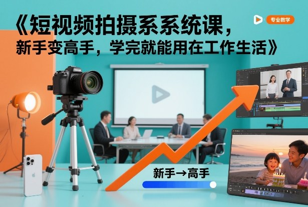 短视频拍摄系统课,新手变高手,学完就能用在工作生活-第一资源库