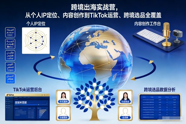 跨境出海实战营,从个人IP定位、内容创作到TikTok运营、跨境选品全覆盖-第一资源库