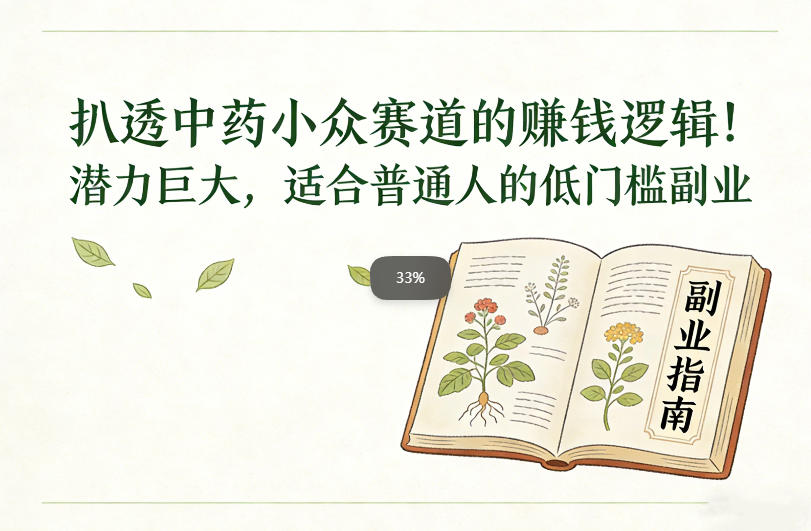 扒透中药小众赛道的賺米逻辑,潜力巨大,适合普通人的低门槛副业-第一资源库