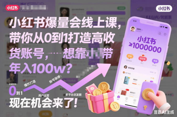 小红书爆量会线上课,带你从0到1打造高收益带货账号,想靠小红书带货年入100w?现在机会来了!-第一资源库