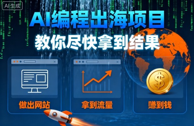 AI编程出海项目,教你尽快拿到结果-做出网站、拿到流量、賺到钱-第一资源库